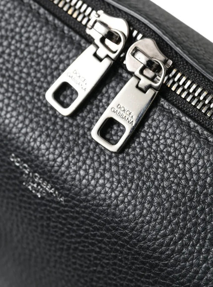 Dolce & Gabbana Black Pebbled Leather Edge Shoulder Strap Men Bag