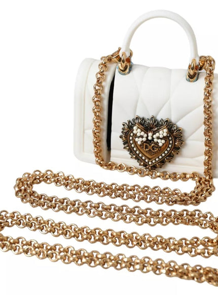 Dolce & Gabbana white silicone heart bag with gold chain