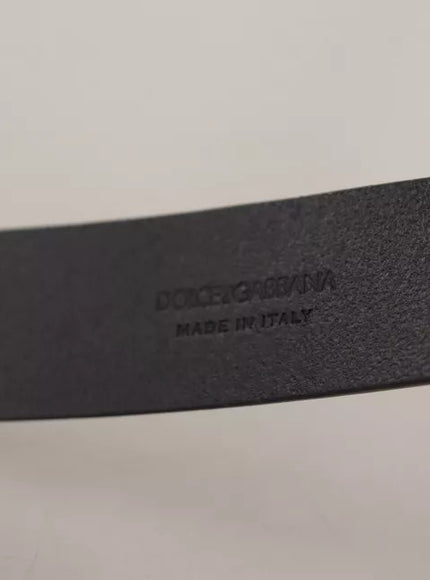 Dolce & Gabbana Black Calf Leather Logo Engraved Metal Buckle Belt