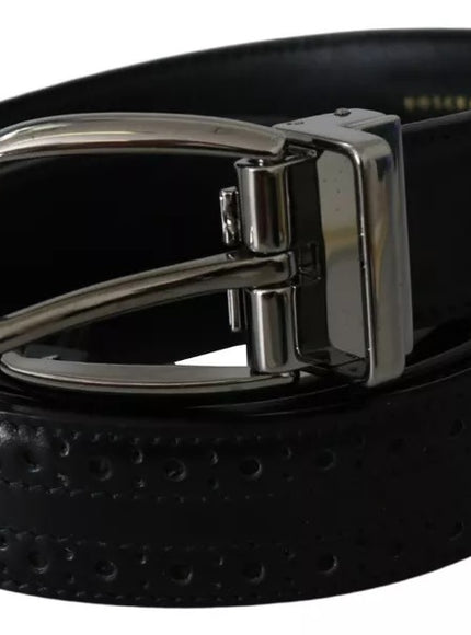 Dolce & Gabbana Black Leather Silver Metal Buckle Classic Belt