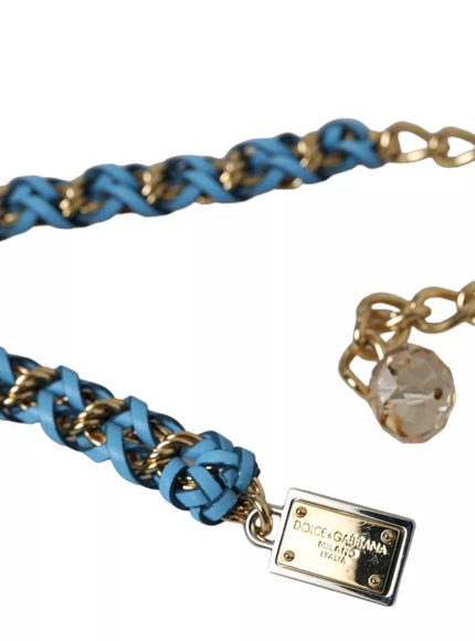 Dolce & Gabbana Blue Braided Gold Brass Chain Waist Belt