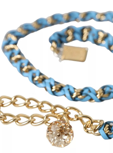 Dolce & Gabbana Blue Braided Gold Brass Chain Waist Belt