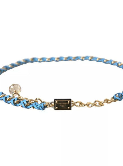 Dolce & Gabbana Blue Braided Gold Brass Chain Waist Belt