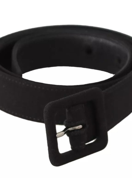 Dolce & Gabbana Black Velvet Leather Logo Waist Buckle Belt