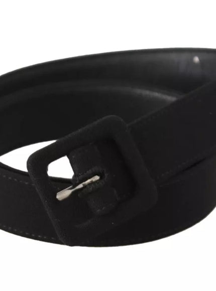 Dolce & Gabbana Black Velvet Leather Logo Waist Buckle Belt