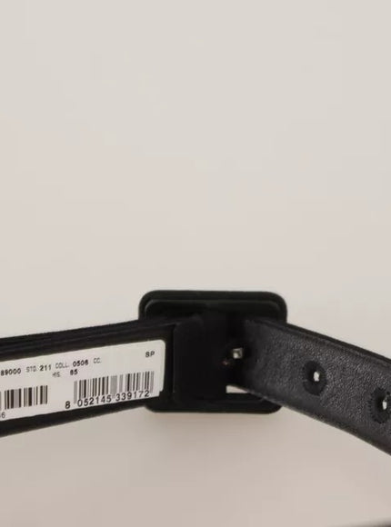 Dolce & Gabbana Black Velvet Leather Logo Waist Buckle Belt