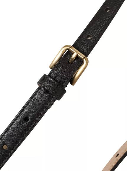 Dolce & Gabbana Dark Brown Leather Gold Metal Buckle Women Belt