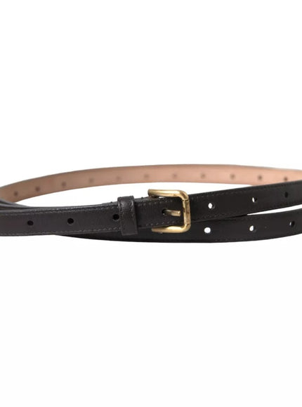 Dolce & Gabbana Dark Brown Leather Gold Metal Buckle Women Belt