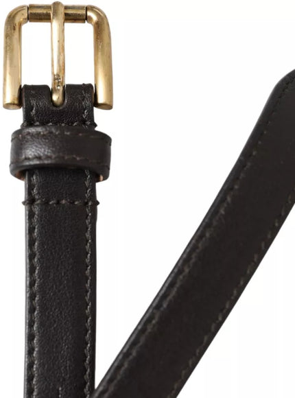 Dolce & Gabbana Dark Brown Leather Gold Metal Buckle Women Belt