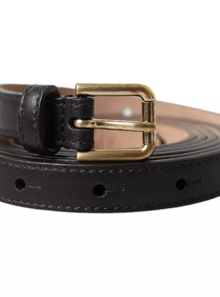 Dolce & Gabbana Dark Brown Leather Gold Metal Buckle Women Belt