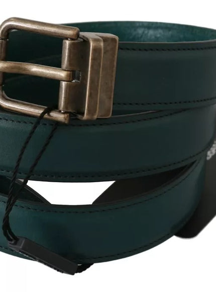 Dolce & Gabbana Green Gold Buckle Waist Leather Belt