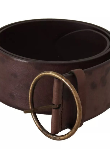 Dolce & Gabbana Dark Brown Wide Calf Leather Logo Round Buckle Belt