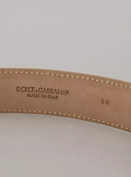 Dolce & Gabbana Beige Leather Crystal Buckle Women Belt