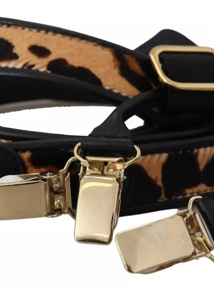 Dolce & Gabbana Brown Leopard Gold Clips Women Suspender Belt