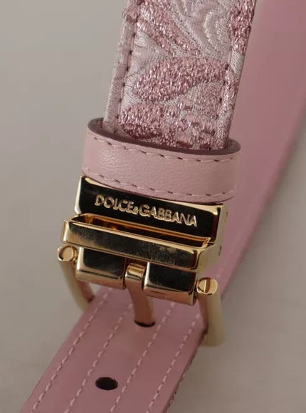 Dolce & Gabbana Pink Jaquard Embroidered Gold Tone Metal Buckle Belt