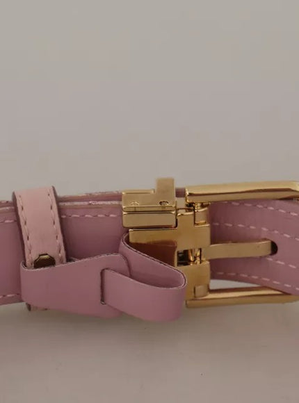 Dolce & Gabbana Pink Jaquard Embroidered Gold Tone Metal Buckle Belt