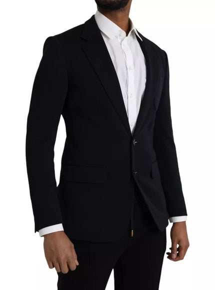 Dolce & Gabbana Blue Wool Notch Single Breasted Coat Blazer