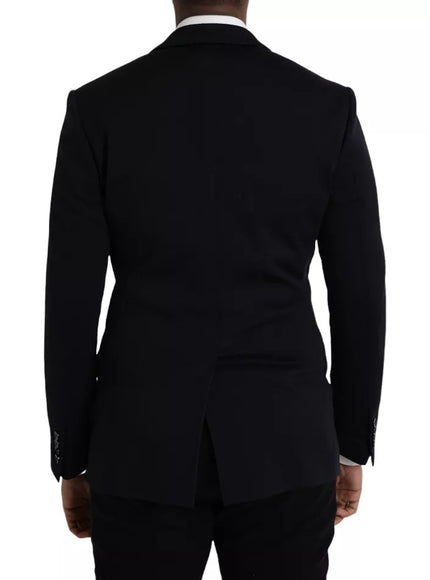 Dolce & Gabbana Blue Wool Notch Single Breasted Coat Blazer