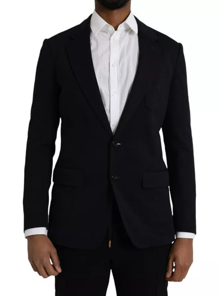 Dolce & Gabbana Blue Wool Notch Single Breasted Coat Blazer