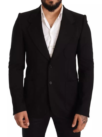 Dolce & Gabbana Black Wool Slim Fit Coat Jacket Blazer