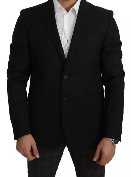 Dolce & Gabbana Black Wool Slim Fit Notch Jacket Blazer