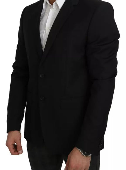 Dolce & Gabbana Black Wool Slim Fit Notch Jacket Blazer