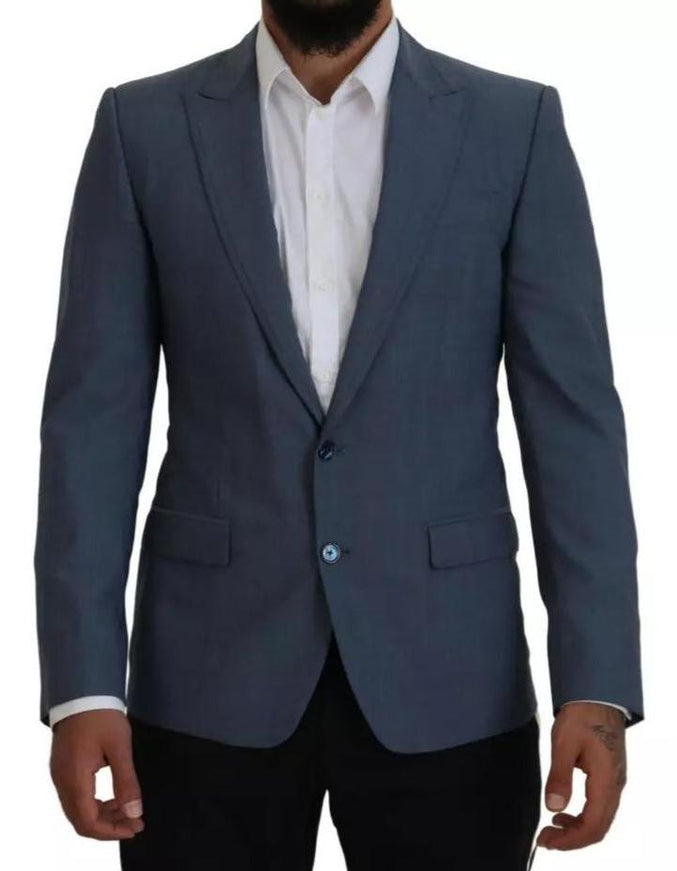 Dolce & Gabbana Blue Wool Stretch Slim Fit Jacket