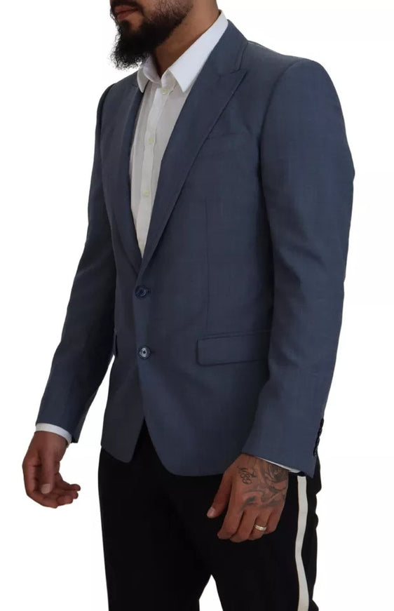 Dolce & Gabbana Blue Wool Stretch Slim Fit Jacket