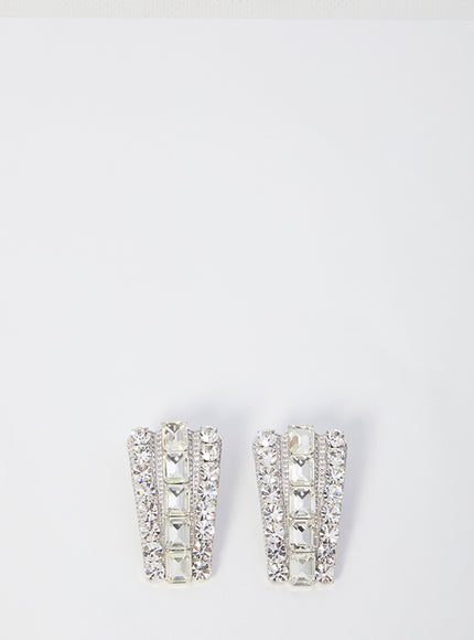 Self Portrait Multi Crystals Earrings QT Silver