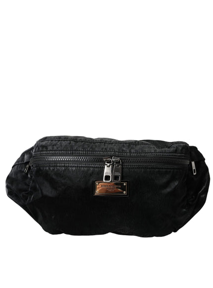 Dolce & Gabbana Black Nylon Logo Plaque Belt Waist Fanny Pack Bag