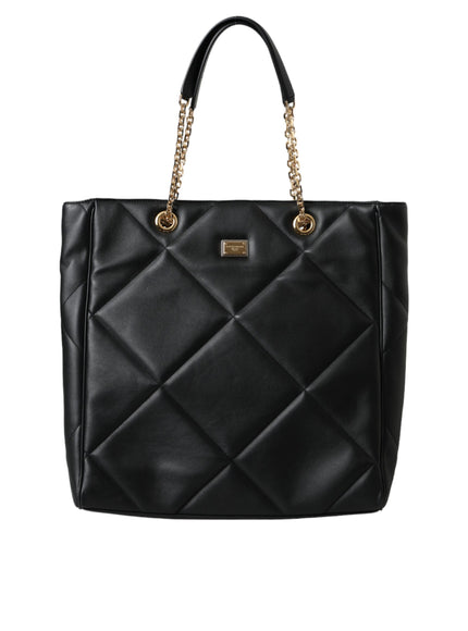 Dolce & Gabbana Black Leather Quilted Shopping Bag