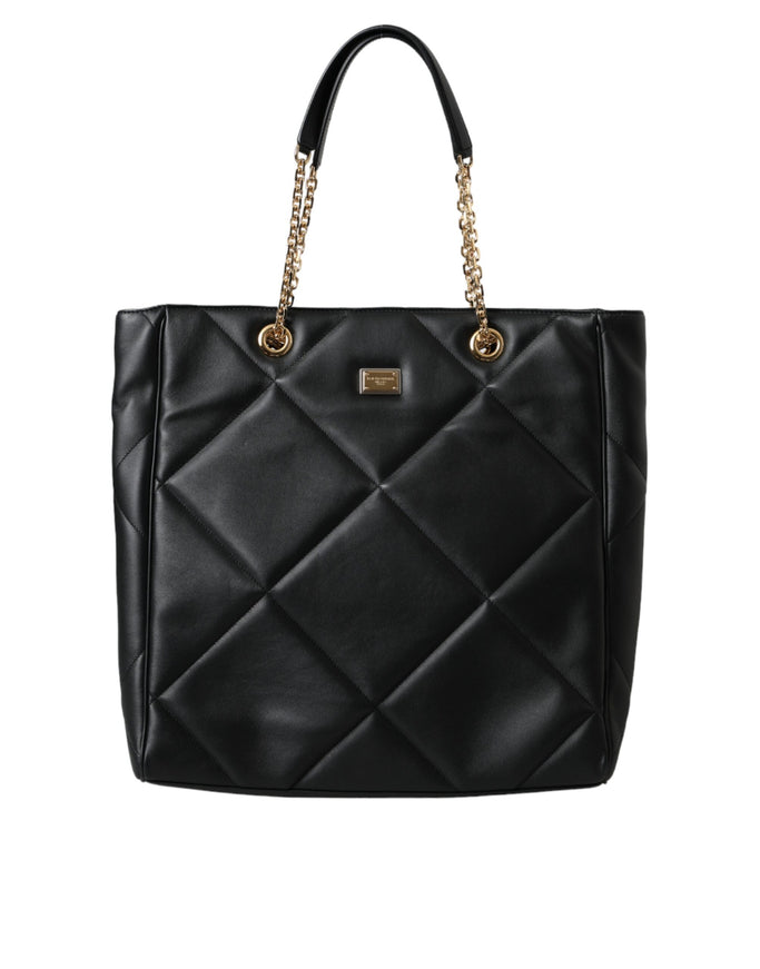 Dolce & Gabbana Black Leather Quilted Shopping Bag