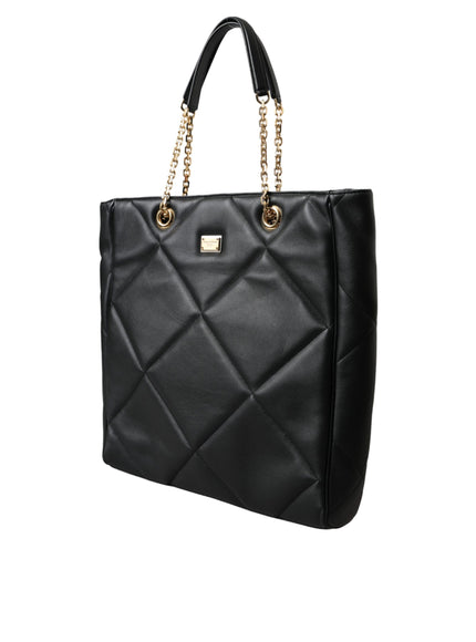 Dolce & Gabbana Black Leather Quilted Shopping Bag