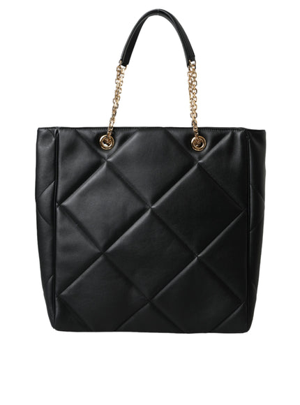 Dolce & Gabbana Black Leather Quilted Shopping Bag