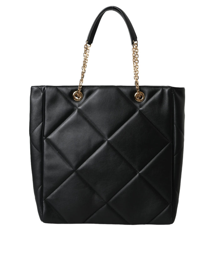 Dolce & Gabbana Black Leather Quilted Shopping Bag