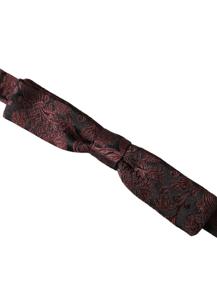 Dolce & Gabbana Maroon Floral Silk Adjustable Neck Men Bow Tie