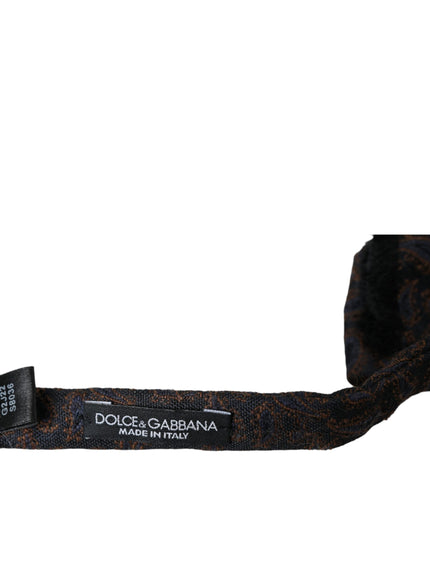 Dolce & Gabbana Brown Fantasy Silk Wool Adjustable Neck Men Bow Tie