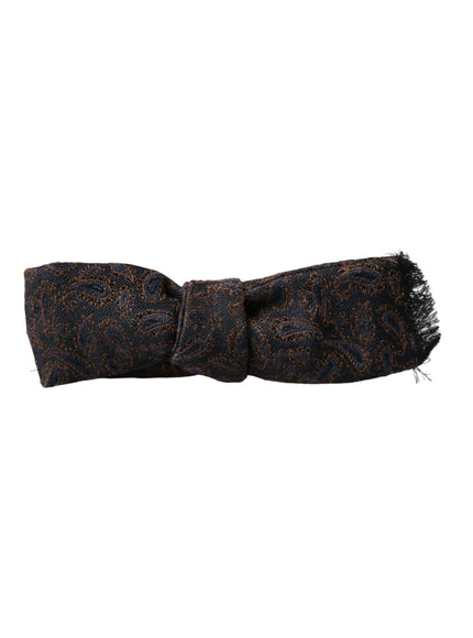 Dolce & Gabbana Brown Fantasy Silk Wool Adjustable Neck Men Bow Tie