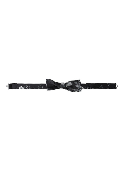 Dolce & Gabbana Black Floral Fantasy Adjustable Neck Men Bow Tie