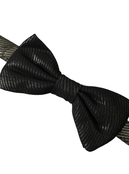 Dolce & Gabbana Black Fantasy Silk Adjustable Neck Men Bow Tie