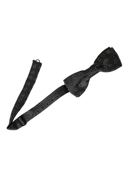 Dolce & Gabbana Black Silk Patterned Adjustable Neck Men Bow Tie