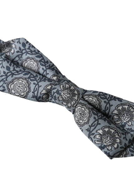 Dolce & Gabbana Gray Silk Patterned Adjustable Neck Men Bow Tie