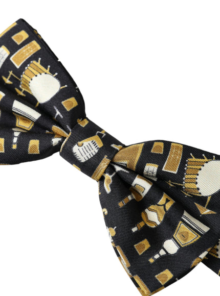 Dolce & Gabbana Black Silk Cocktail Adjustable Neck Men Bow Tie