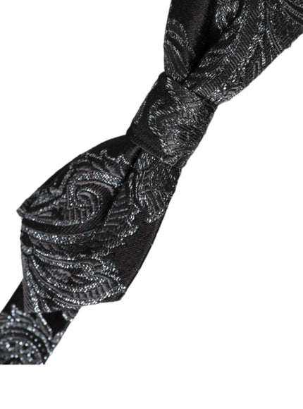 Dolce & Gabbana Black Silk Jacquard Adjustable Neck Men Bow Tie