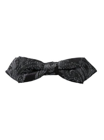 Dolce & Gabbana Black Silk Jacquard Adjustable Neck Men Bow Tie