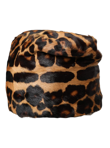 Dolce & Gabbana leopard fur bucket hat side view