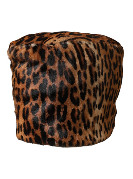 Dolce & Gabbana leopard fur bucket hat front view