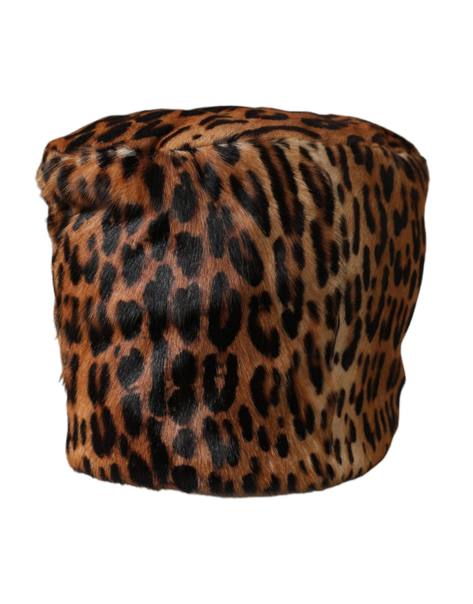 Dolce & Gabbana leopard fur bucket hat front view