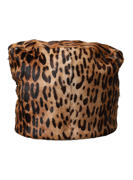 Dolce & Gabbana leopard fur bucket hat side view