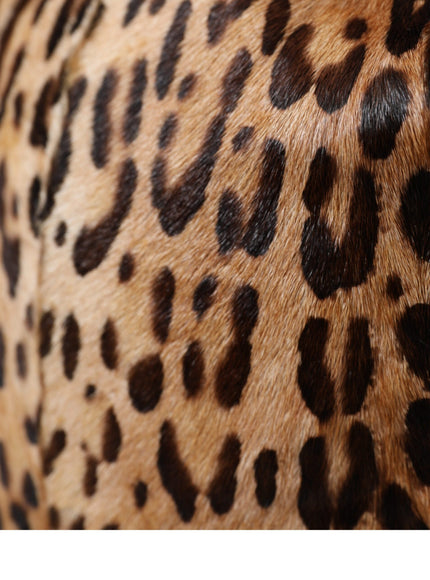 Close-up of leopard print on Dolce & Gabbana hat